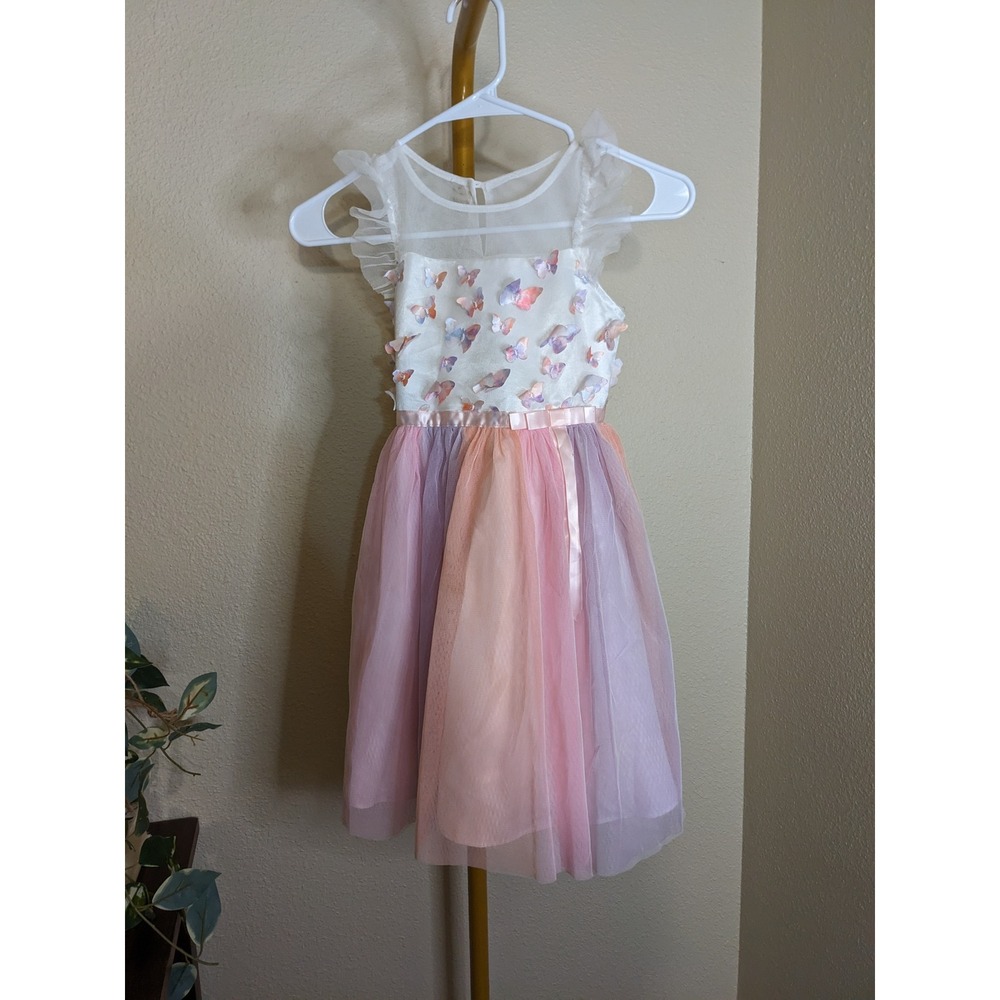 Jona Michelle Butterfly Fairy 3D Applique Tulle Party Dress Size 6 Princess
